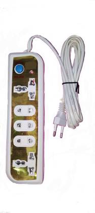 avyaan Mini Strip 5+1|(5 Sockets 1 Switch)|Cord Length:- 2 Meters 3 Two Pin Socket 6 A Five Pin Socket
