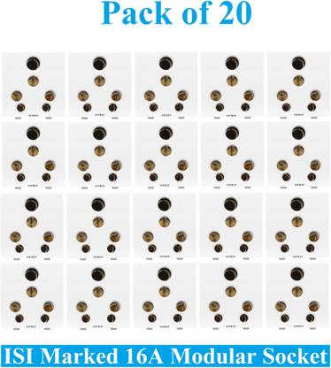 Sauran Pack of 20 16amp Modular 6 Pin Multi Socket White ESP64 16 A Six Pin Socket