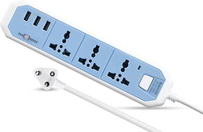 Make Ur Wish Electrical Extension Cord With 3 USB Port+3 Socket For Multiple Home Appliances 10 A Three Pin Socket