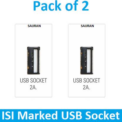 Sauran Pack of 2 USB Socket C-Type + (Type A) EAP101.1 2 A Single Pin Socket