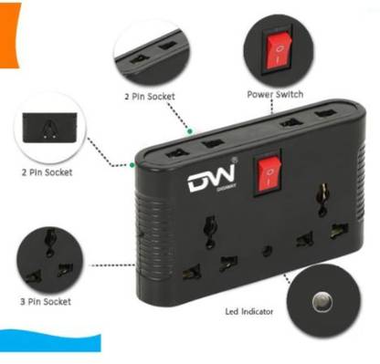 Flipkart SmartBuy 3 Pin MultiPlug Point ||Universal Sockets and 1 Switches (Black)Pack of 1 6 A Three Pin Socket