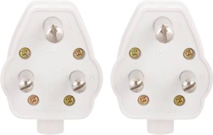 eshopglee Polycarbonate 3 Pin Top Heavy Duty 16A Universal Brass Socket Pack of 2 Pcs 16 A Three Pin Socket