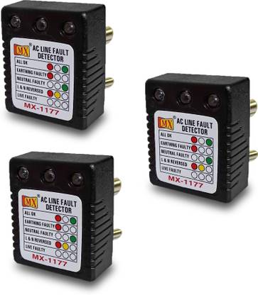 MX AC Electrical Line Fault Detector 3Pin Socket Tester (Pack of 3) 5 A Three Pin Socket