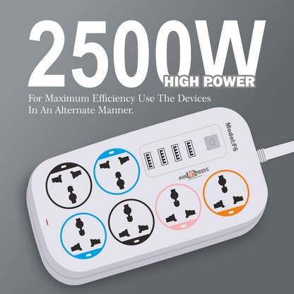 Daily Needs Shop Extension Cord/Board 6 Socket + 4 USB Port Multi Plug For Electronic Uses 10 A Three Pin Socket