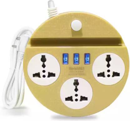 ZIYTRACK Extension Bord Power Strip with USB Port, 3 AC Sockets, 3USB Ports Multi Device 10 A Three Pin Socket