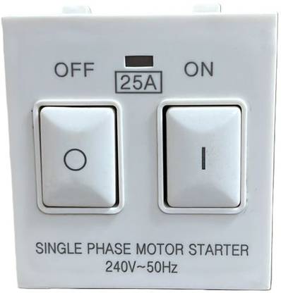 Dewon Electric 25A Single Phase Motor Starter with Overload Protection – Safe ON/OFF Control 25 A Two Pin Socket