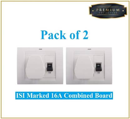 Sauran Pack of 2 Premium Quality 16A Combined Extension Board With Wire (PRE91.2) 16 A Six Pin Socket