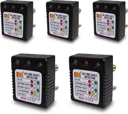 MX AC Electrical Line Fault Detector 3Pin Socket Tester (Pack of 5) 5 A Three Pin Socket