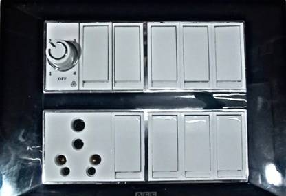 BAHUL Modular black and white colour switches board 6 A Single Pin Socket