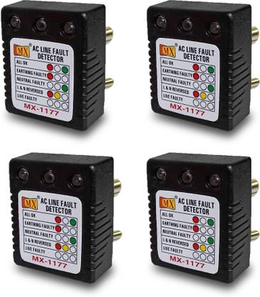 MX AC Electrical Line Fault Detector 3Pin Socket Tester (Pack of 4) 5 A Three Pin Socket