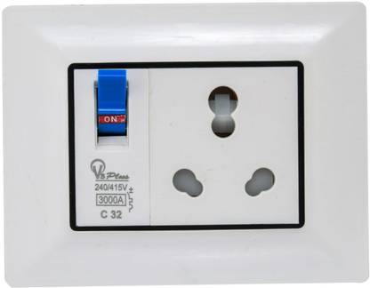 SEER 25 Amp Socket With Single Pole MCB Modular Box For AC, Heater, Power Machine 25 A Three Pin Socket