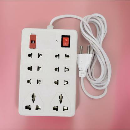 LifoDora 8+1 with Fuse, 8 Socket Extension Boards(White,2.5m) IX8 8 A Two Pin Socket