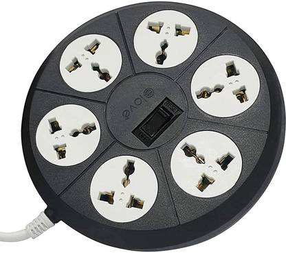 ELOVE Extension Cords - 6 Amp Multi Plug Point Universal Extension Board for Home & Office (1.8 Meter Power Cord) 6 A Six Pin Socket