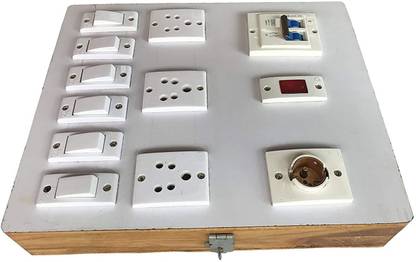 TAAJ Electric Wooden Switch Board (3 Sockets,6 Switches,1 Bulb Holder,1 Indicator) 15 A Three Pin Socket