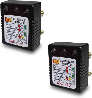 MX AC Electrical Line Fault Detector 3Pin Socket Tester (Pack of 2) 5 A Three Pin Socket