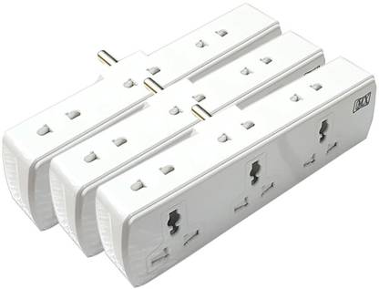 MX (3 Pin-3Socket + 2 Pin-3Socket) Universal Socket Wall Extension Board(pack of 3) 6 A Three Pin Socket