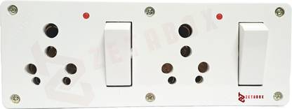 CONA Deluxe Universal 16A Dual Switch Socket Box with Indicator 16 A Five Pin Socket