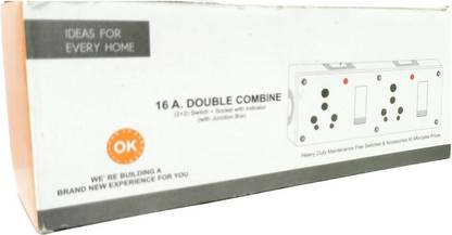 b'five 16Amp 2 Switch & 2 Socket Combined with Box 2 Indicator Heavy Duty Product_004 16 A Six Pin Socket