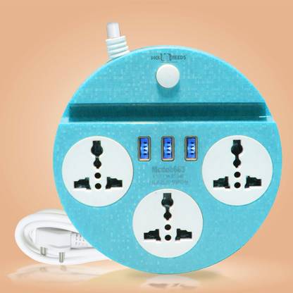 Make Ur Wish Extension Cord Board With 3 USB Ports Multi Plug 10A Heavy Duty for Multiple Use 3  Socket Extension Boards
