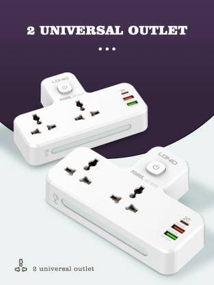 LDNIO 20W 3-Port USB Charger Extension Power Strip with USB-C/A/PD Adapter Plastic Light Socket