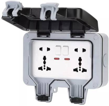 Connectwide IP66 Switched Socket Covers, 16A Outdoor Wall Weatherproof Plug Socket Box 16 A Five Pin Socket