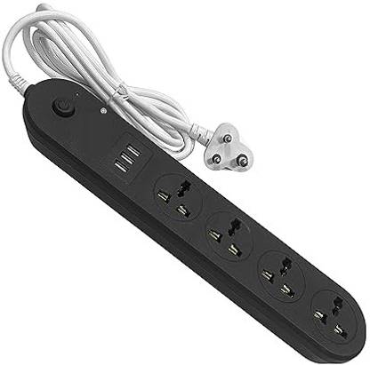 pushti 4 Universal Socket and 3 USB Fast Charging Ports 4 A Four Pin Socket