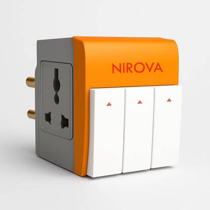 NIROVA 3 Pin Multi Plug Socket Adapter with Individual Switch 3 Socket Extension Boards 5 A Three Pin Socket