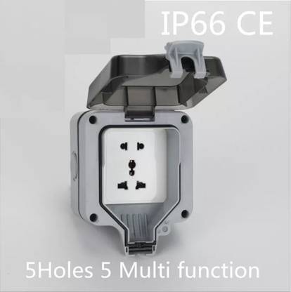 Connectwide IP66 waterproof socket multi-function five hole Waterproof Outdoor Wall Socket 16 A Five Pin Socket