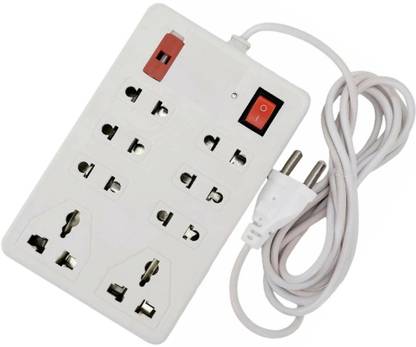 TOOLART Pin Extension Cord 8 Socket Extension Boards (White, 2 m) br73 8 A Two Pin Socket