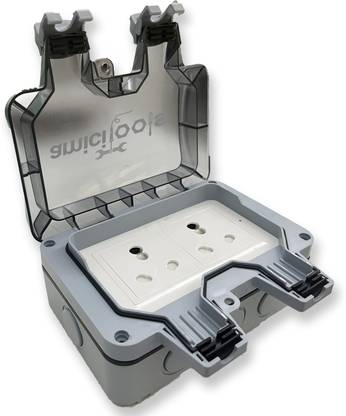 amiciTools Waterproof Outdoor Electric Switch Box with 2 USB Charging Port (Double Socket) 13 A Six Pin Socket