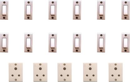 ANCHOR Penta Combo of 12 Switches and 5 Sockets, 6 Amp, 240 V, White 6 A One Way Electrical Switch
