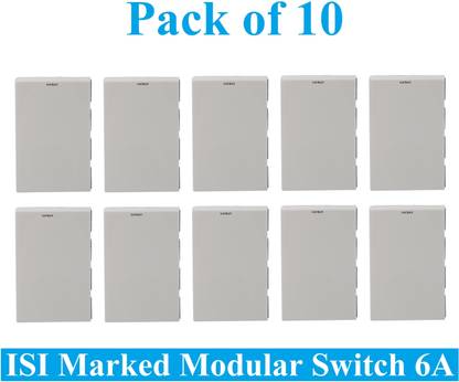 Sauran Pack of 10 Premium Quality 6amp Modular Switch (PRE17.3) 6 A One Way Electrical Switch