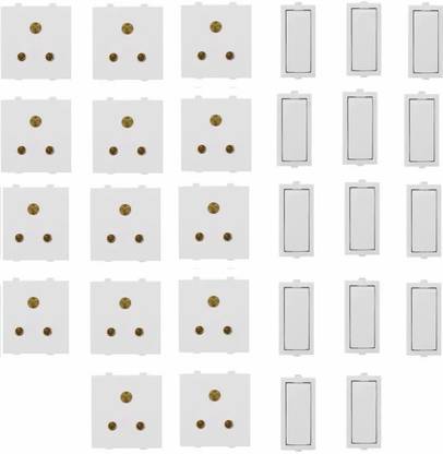 JELECTRICALS Modular 6 AMP Switch and Socket 14 Combo 6 A One Way Electrical Switch