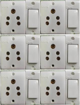 Dhiraj 6 Amp 1 Switch+1 Socket Set ( Non Modulor) 6 A One Way Electrical Switch