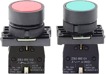 DECENT AIR SYSTEM 2 Push Buttons 1 Green 1 Red with 1 NO 1NC 10 A One Way Electrical Switch
