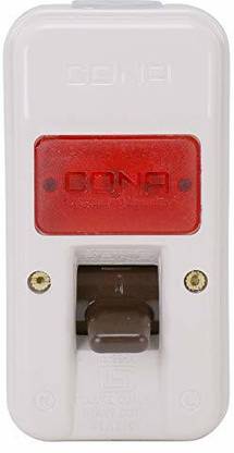 Cona Smyle 2381 ISI Mark Gold Surface D.P. Switch with Indicator 240V Double Pole Switch 32 A One Way Electrical Switch