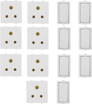 JELECTRICALS Modular 6 AMP Switch and Socket 7 Combo 6 A One Way Electrical Switch
