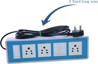 UnityEcom 3 Socket & 3 modular Switch Board with 3 Yard wire 3 Socket Extension Boards 5 A Three Way Electrical Switch