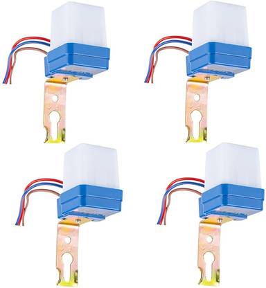 Builtronics 4pc Set Day Night Light Sensor Switch, Waterproof LDR Sensor On/Off 10 A One Way Electrical Switch