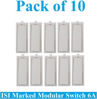 Sauran Pack of 10 Pieces 6amp ISI Marked Modular Switch White (ESP15) 6 A One Way Electrical Switch