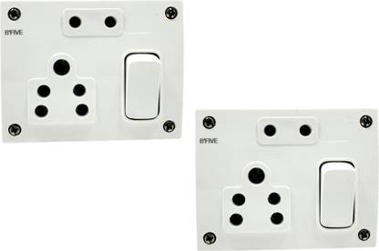 b'five 3 in 1 Combined With Box Unbreakable Plastic switch socket power Extension box 6 A One Way Electrical Switch