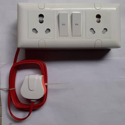 REGOLITH ENTERPRISES Switch Socket Combined Box Size -6M with 2 Switch 1 Way16Amp 2 Socket (5 PIN) 16 A One Way Electrical Switch