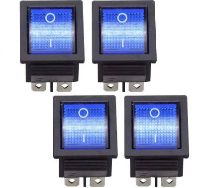 DECENT AIR SYSTEM KCD4 DPST 4Pin 2 Position Rocker Boat Switch (BLUE) with Indicator Lights 16 A One Way Electrical Switch