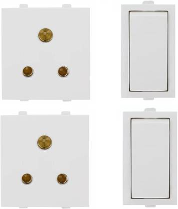 JELECTRICALS Modular 6 AMP Switch and Socket 2 Combo 6 A One Way Electrical Switch