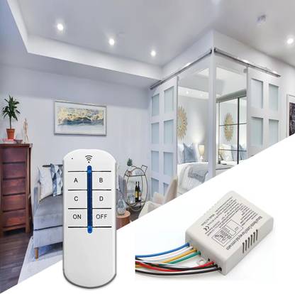 Imaashi Wireless 4-Way Digital Wall Switch with RF Remote Control – Long-Range ON/OFF 3 A Four Way Electrical Switch