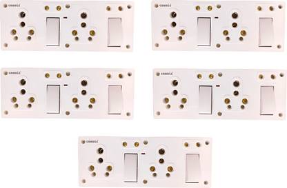 CANDLE Unbreakable 16amp. Switch+Socket+Indicator Combined Board 2+5 (PACK OF 5 PCS.) 16 A One Way Electrical Switch