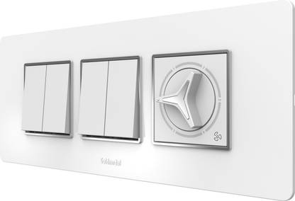 Goldmedal Air Aura 10A Switch (4N) & 2M Regulator with Cover Plate ( White ) 10 A One Way Electrical Switch