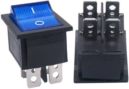 DECENT AIR SYSTEM KCD4 DPST 4Pin 2 Position Rocker Boat Switch (BLUE) with Indicator Lights 16 A One Way Electrical Switch