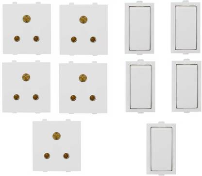 JELECTRICALS Modular 6 AMP Switch and Socket 5 Combo 6 A One Way Electrical Switch