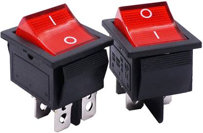SYMFONIA Heavy-duty DPST 4 Pins ON/Off Switch AC Rocker Red Switch with Indicator Lights 16 A Two Way Electrical Switch